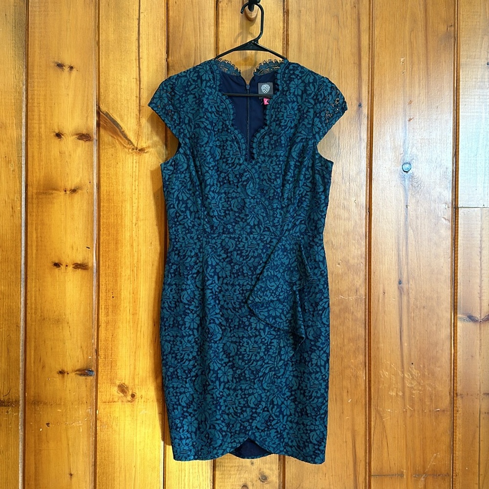 Vince Camuto Women’s Navy Green Cocktail Dress Size 12